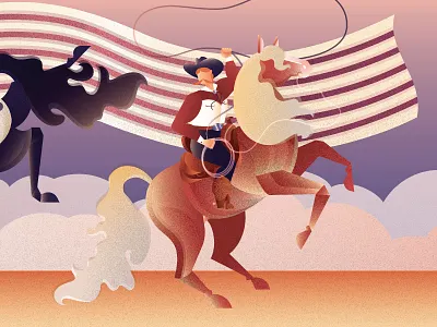 State Fair of Texas Selfie Wall Cowboy cowboy flag horse illustration rodeo texas texture