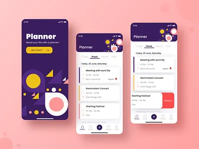 Planner App 📝 app daily challange dailyui design flat illustration ios minimal new notebook notification pink planner planner app to do app to do list ui ux vector web
