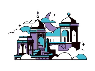 I Saw It On Twitch: Floating City city cityscape geometric illustration