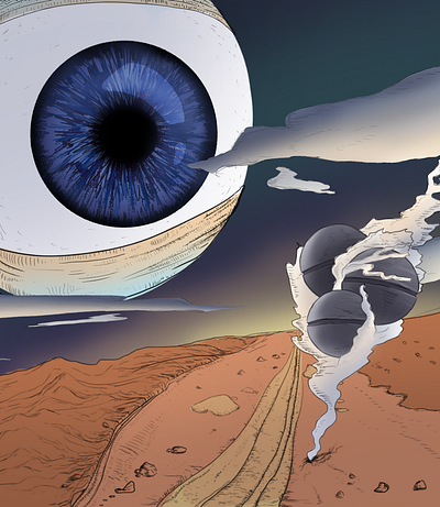 BatSoupCrazy aesthetic art bat clouds crazy eyeball eyes gradients illustration landscape line line art smoke soup surreal