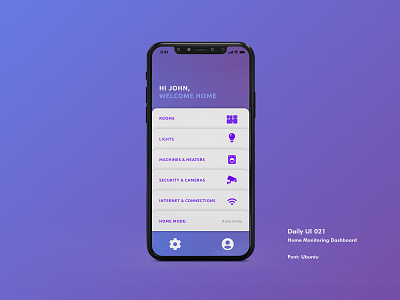 Daily UI #021 - Home Monitoring Dashboard app appdesign dailyui dailyui021 dailyuichallenge dasboards design gradient home interfacedesign ui uidesign xd