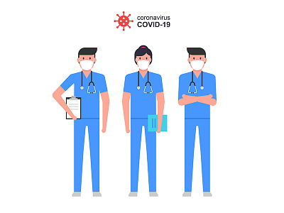 Doctors 2d animation characters cute design doctors group healthcare illustration job man medical medicine nurse vector virus woman work