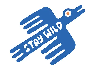 Stay Wild bird blue colors doodle illustration logo type typography wild