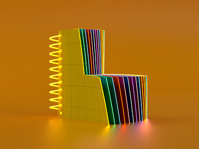 L - 36 days of type 2020 36daysoftype 3d c4d cinema4d design notebook octane paper render