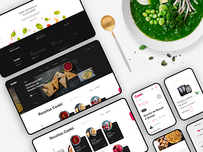 cookii list banner cards clean cook cooking dark dinamic food grid ingredients layout list machine recipe robot steps ui ux webdesign website