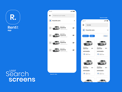 car renting app concept - Rentit app car car rent clean design flat ios mobile rent rental ui ux