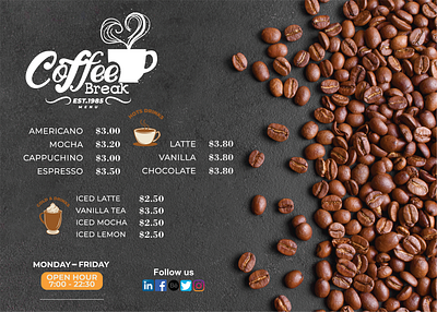 Coffee Menu Design branding coffee coffee shop coffeeshop design illustration illustrator logo marketing menu typography vector web