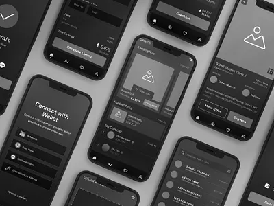 Discover, Collect & Sell NFT’s with ease - Wireframes case study monochrome nft ui ux wireframe