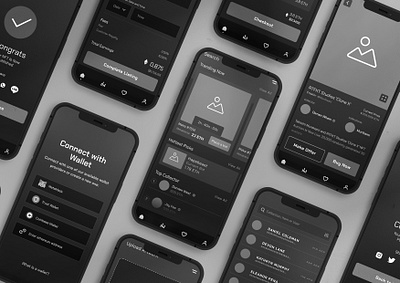 Discover, Collect & Sell NFT’s with ease - Wireframes case study monochrome nft ui ux wireframe