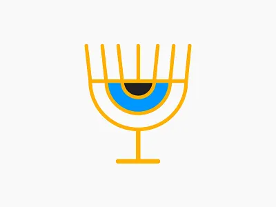 Menorah eye clean design eye flat illustration jewish menorah minimal simple vector