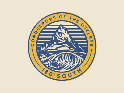 180 SOUTH - 10 Year Anniversary Badge badge design brand identity design branding branding design chouinard climbing film film poster illustration logo logo design mountain mountaineering patagonia poster surf surfing typography vector wave