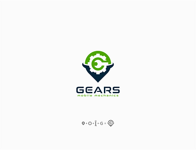 gears mobile flat gear icon lettering logo logodesign mechanics symbol vector