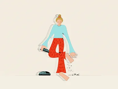 Dirty feet annoyed dirty dirty work feet figure illustration retro simple slippers