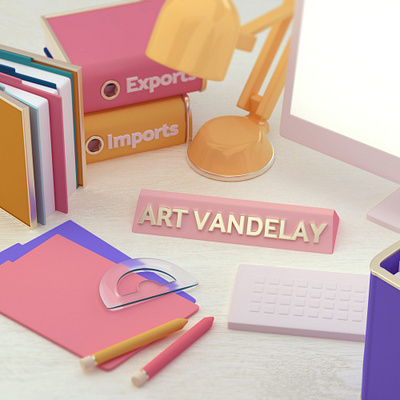 "A is for Art Vandelay" 3d c4d c4dfordesigners cg cinema 4d cinema4d illustration octane stylized toon