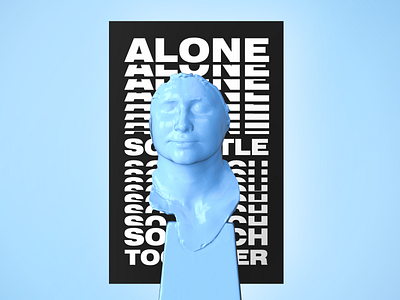 Helen Keller Life Mask X Quote 3d baby blue blue brutalism brutalist bust famous head helen keller poster typographic poster vectary woman