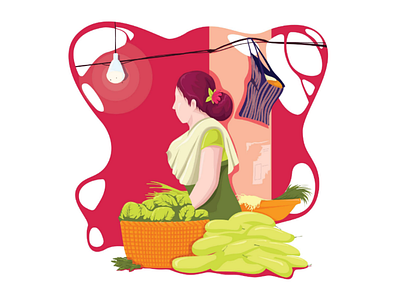 Ima keithel(ima-mother, keithel-market) manipur illustration women