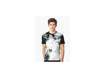 Chills - graphic t-shirt abstract design black blackandwhite clothes clothing design fashion fluid design illustration menswear pattern design print print design shirtdesign shop silver swirls tshirt design turquoise unisex visual design