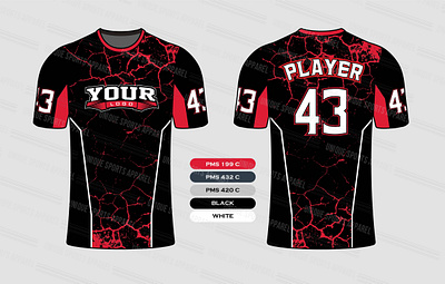 Volcanic Cracking Effect Sports Jersey Mockup casual fashion football illustration jersey layout mockup number pattern player shirt soccer sport style team template texture uniform vector wear