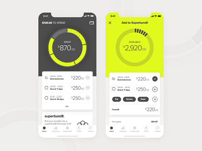 UI Bundll App budget bundll buynowpaylater finance finance app finance financial finances fintech fintech app flexigroup jaja jajadesign jajastudio mobile mobile app sydney ui uiux