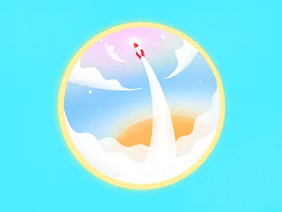 Dribbble Rocket ver.02 cloud design drawing dribbble icon illustration rocket sticker ui vector