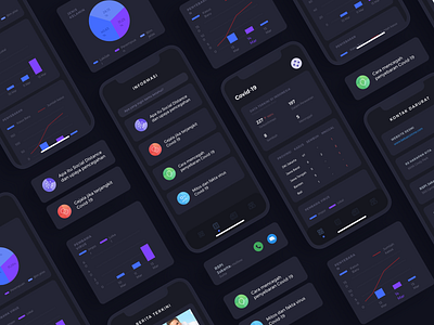 Covid-19 App - Dark Version application corona covid19 dark mode dark ui health healthcare mobile app virus