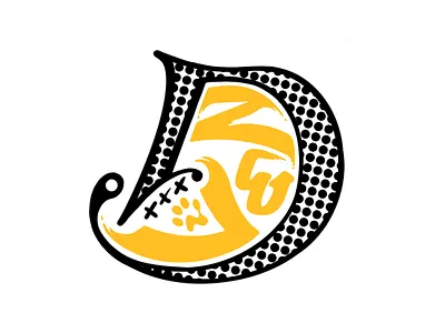 The D custom lettering illustration initials italic logo logotype skateboard typography yellow