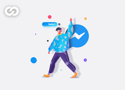 Happy messaging 2020 app branding creative design facebook illustration illustrator landing page logo messenger app trend ui design ux vector