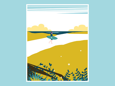Surf beach color design france graphic illustration print surf