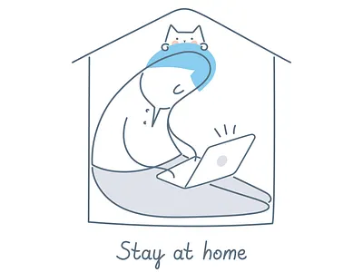 Stay at Home 2020 cartoon cat character corona coronavirus covid19 design funny illustration isolation keep calm line pandemic quarantine stay safe stayhome vector virus wash your hands