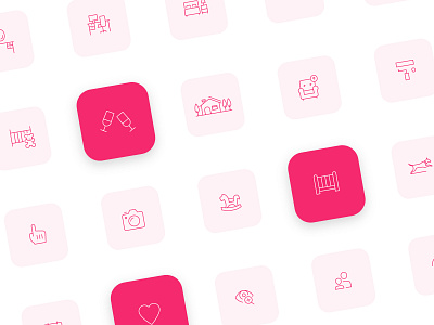 Spacejoy Icon Set branding icon icon design icon mark logo icon set iconography icons interior design line line icon pink symbol icon symbols