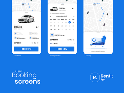 car renting app concept - Rentit app car car rent clean design flat ios rent rental ui ux vector