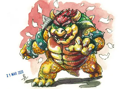 Quick Koopa watercolor artist book illustration character character design design editorial illustration game dev hand drawn illustration koopa nintendo pen drawing sketch super mario bros watercolor