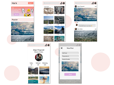 Haiku Sharing App app design haiku ui