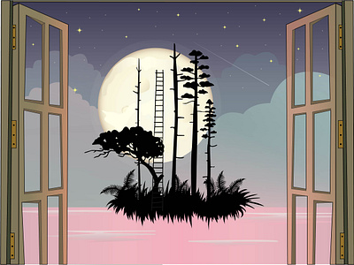 full moon ilustration best heaven illustrator moon window