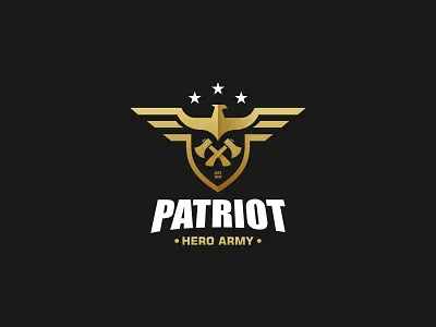 Patriot america american animal army awesome axe design eagle falcon hero illustration logo memorable modern patriot usa vector warior