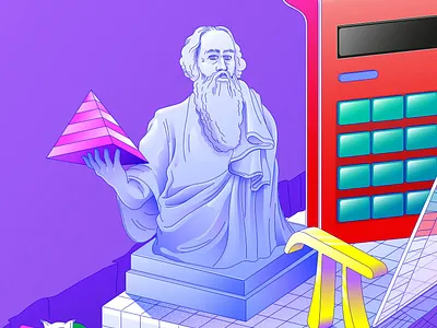Phytagoras advertising colors drawing editorialillustration flat illustration illustration art lineart lines math pi school statue vector vectorartwork