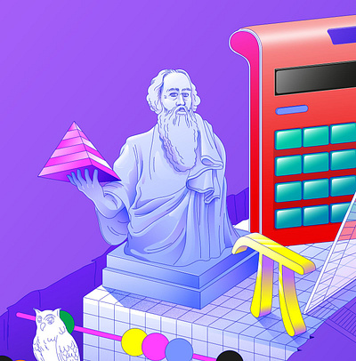 Phytagoras advertising colors drawing editorialillustration flat illustration illustration art lineart lines math pi school statue vector vectorartwork