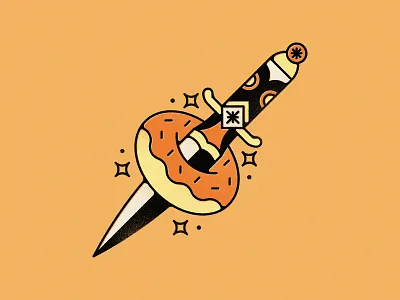 Donut Tattoo american traditional donut knife tatoo