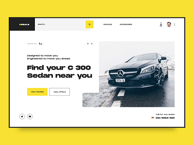 Car Dealers Website amg auto black and white cars dealer mercedes shop store ui ui design ux uxdesign uxui web webdesign yellow