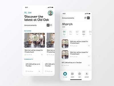 IOS events tab app clean digital design ios iphone iphone x mobile ui ux