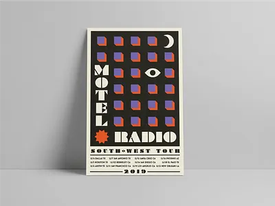 South-West Tour Poster cubes eye eyeball moon motel poster radio sun