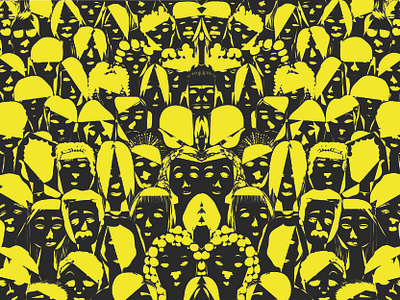 Face #01 abstract art adobe photoshop black crowd design diversity faces flat illustration minimalart vector wallpaper yellow