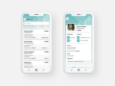 MEWORK - HR Application tracking system 🧪 app berlin green healthcare illustration medicine medicine app minimalism mobile mobileapp productdesign ui uidesign userinterface ux uxdesign