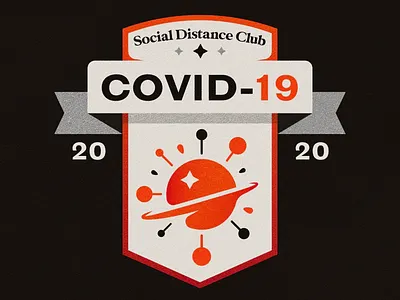 Social Distance Club badge beige black corona covid design dribbble logo red retro virus