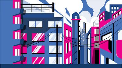 city design flat illustration minimal uiux vector