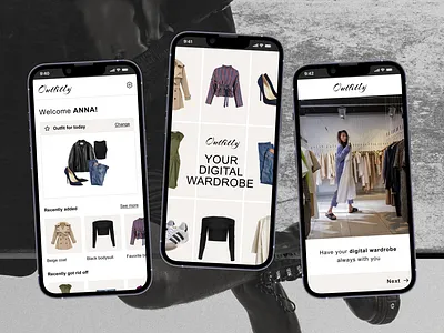 Virtual wardrobe ai wardrobe aiwardrobe ditigal wardrobe fashion fashion app mobile outfit generator mobile wardrobe mobile wardrobe application outfit generator sleek design sleek fashion design ui virtual wardrobe wardrobe wardrobe application