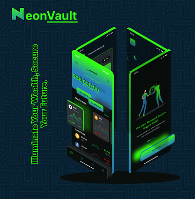 NeonVault appconcept appuiux bankingappdesign bestdesign blockchaindesign cryptoapp cryptoexchangeui cryptowallet darkmodeui dribbleshots financeapp fintechui minimalfinance mobileexperience modernui neondesign nextgenui smoothui uiuxanimation uxtrends