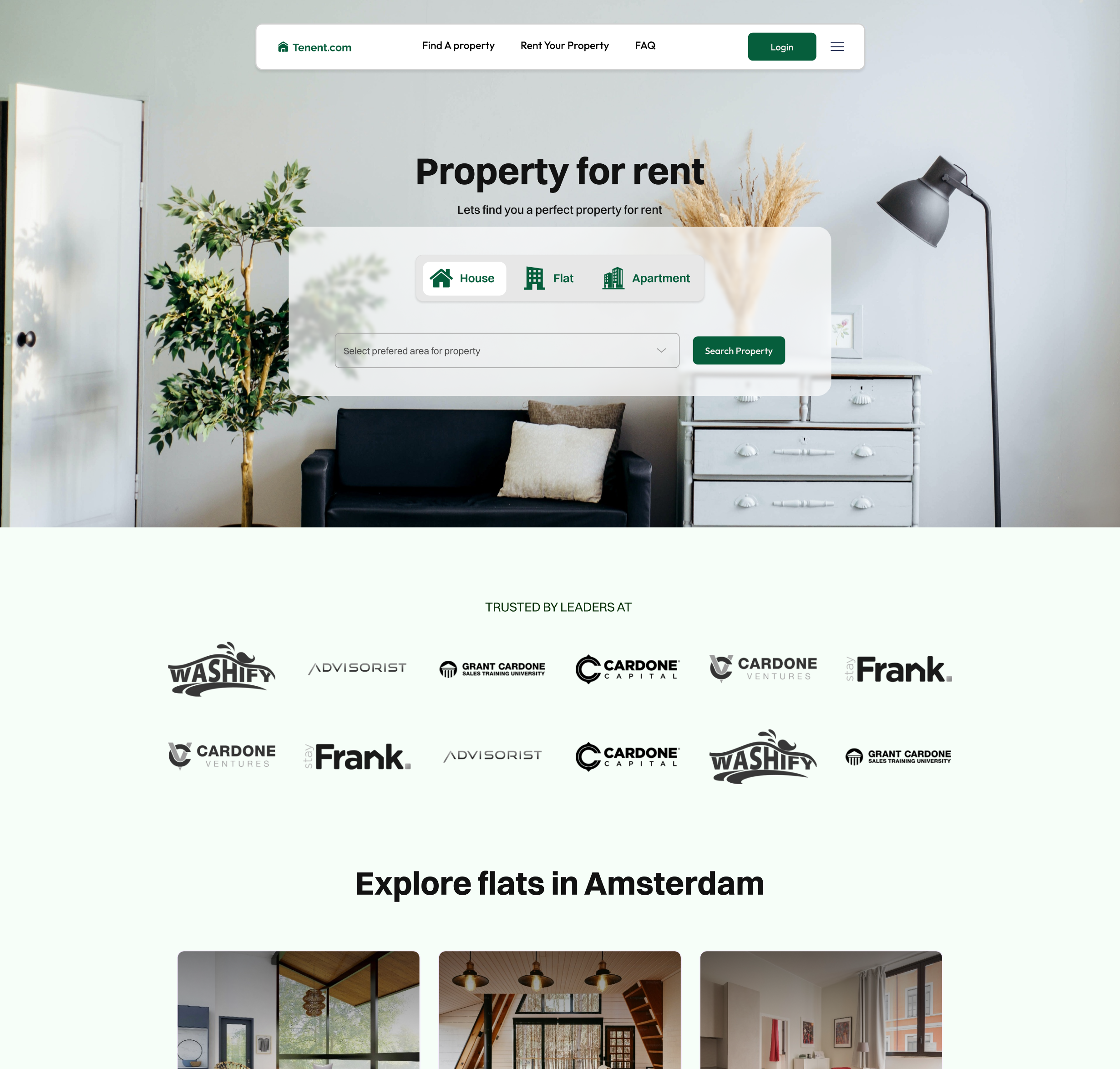 Tenent.com - Web App UI UX Design For Property Rent Website landing page real estate rental website ui ui design website design