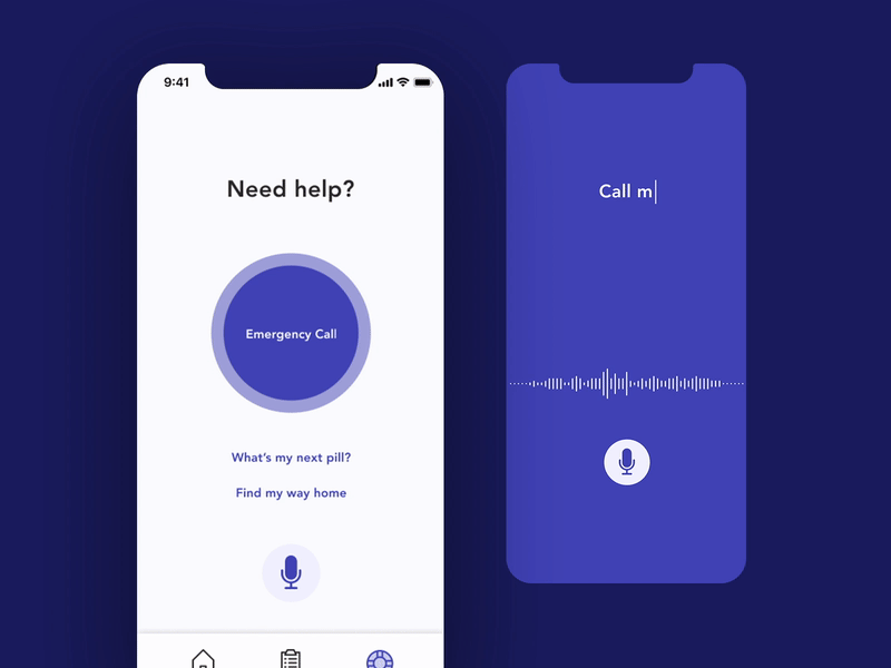 Mindler — Help alzheimer application call dementia emergency health app help helpdesk helper mental health mental health awareness mindler ui ui dementia uiux ux uxdesign uxui voice voice assistant