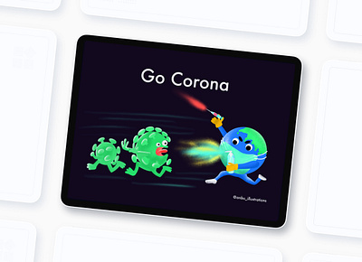 Go Corona branding corona corona render coronavirus dribbble illustration illustrator ipad2020 ipadmockup ipadpro procreate virus